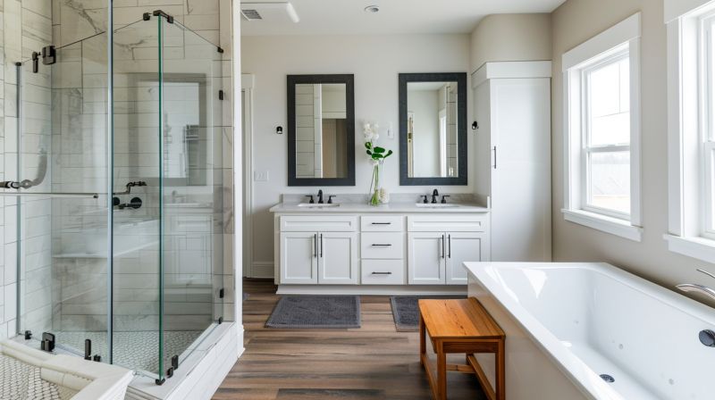 Modern bathroom renovation with walk-in shower